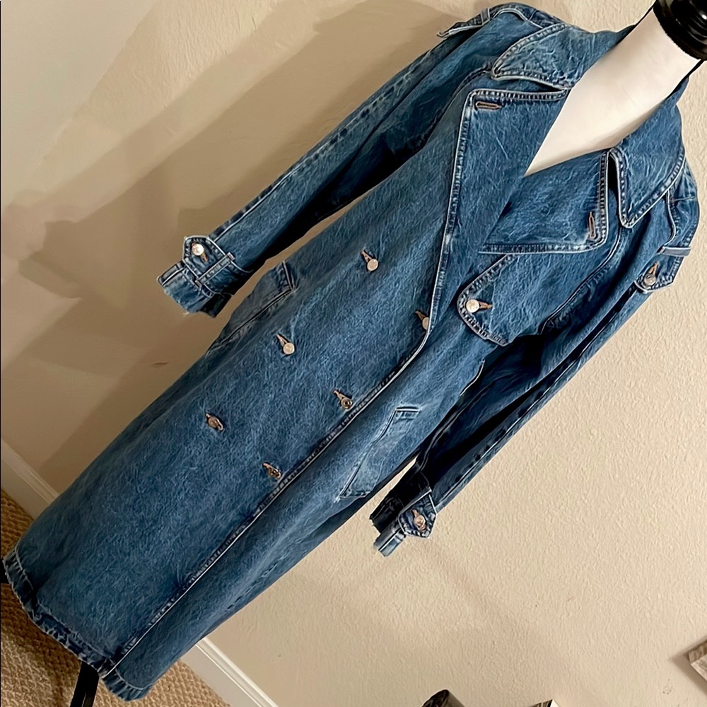 ETICA Ethically Made Denim Trench / Coat . 100% Cotton NEW w /o tags